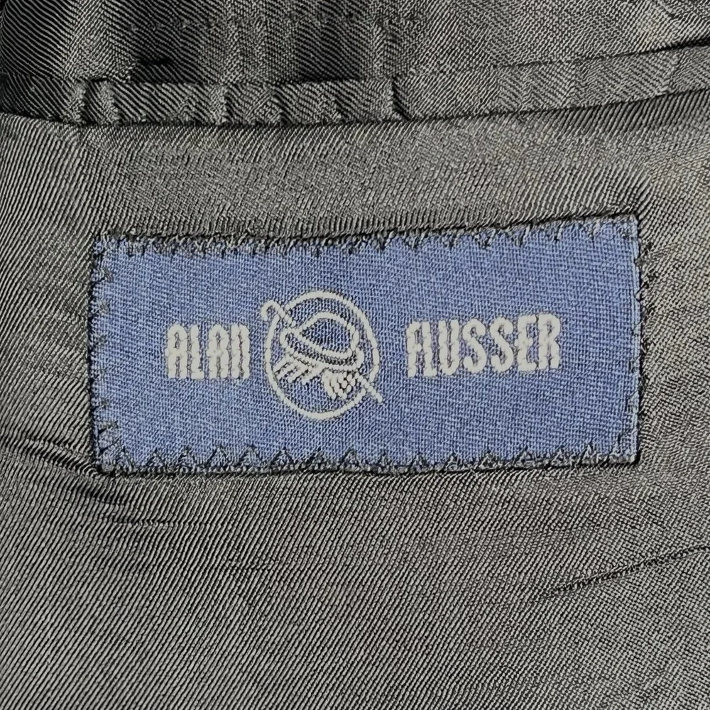 Alan Flusser Men's 3 Silver‎ Gold Metal Button Sport Coat Blazer 46L Black